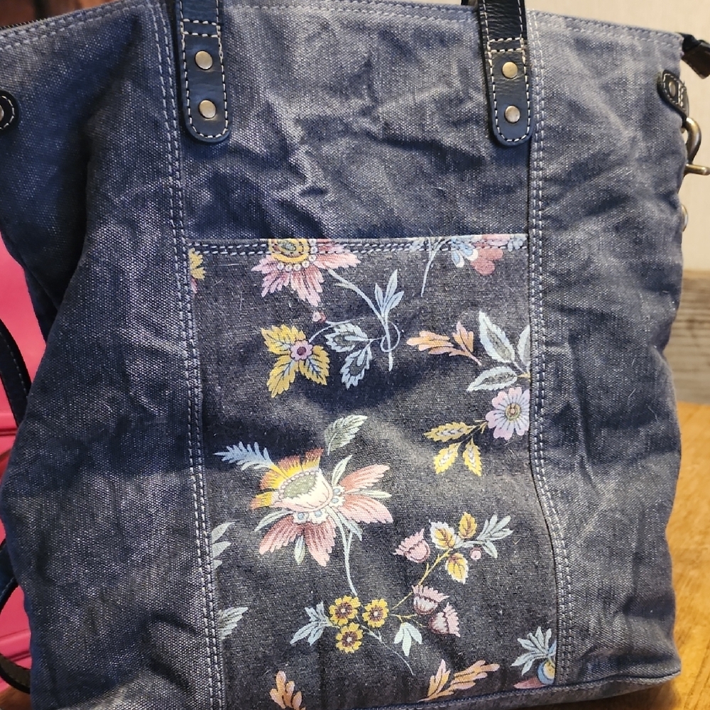 Myra Floral Embroidered Denim Tote Bag